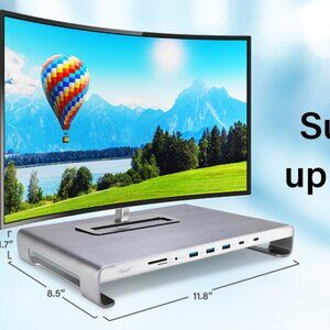 Rosewill 11-Port Monitor or Laptop Docking Station Stand with Fast Charging 100W